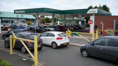 People queue for fuel in Britain