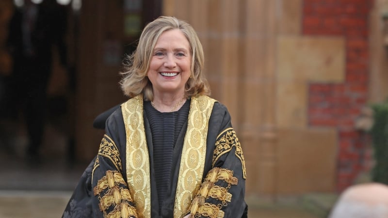 Hillary Clinton at Queen's University Belfast in 2021 where she became the first female chancellor of the university