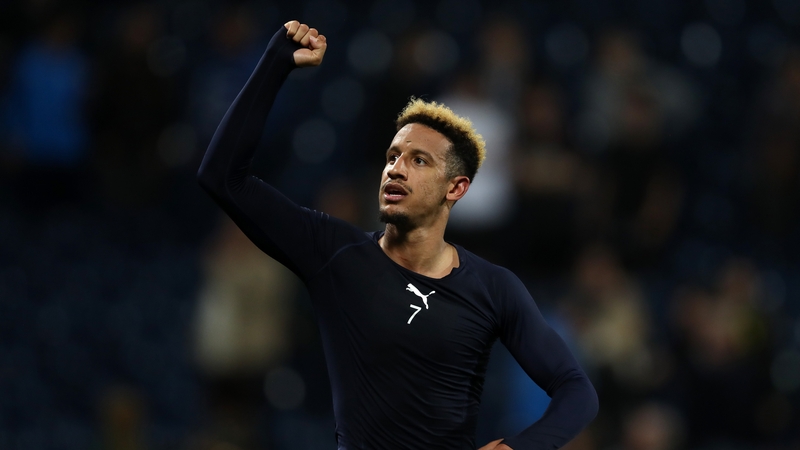 Robinson fist-pumps the West Bromwich Albion Fans at the end of the match