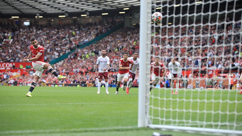 Bruno Fernandes strikes his late penalty over the bar