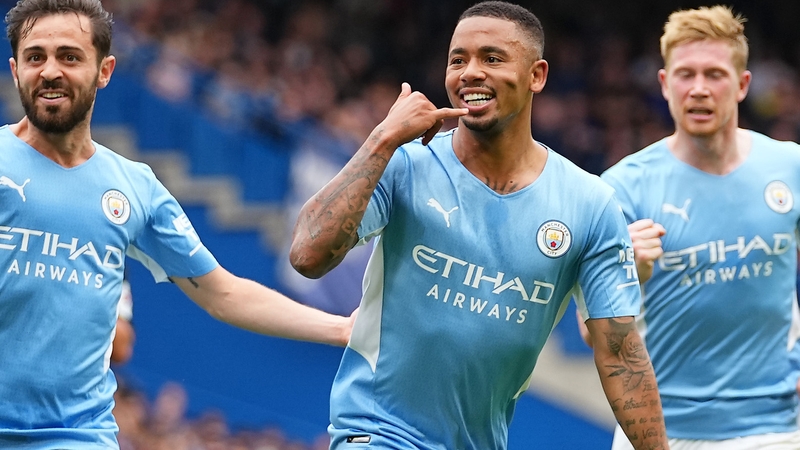 Gabriel Jesus (centre) scored his third goal of the season