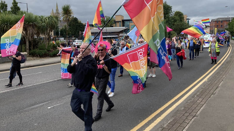 The parade went through Omagh's main street before returning to the assembly point for a concert