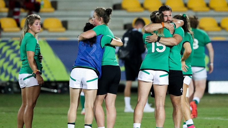 Dejected Ireland players after the match at Stadio Sergio Lanfranchi in Parma