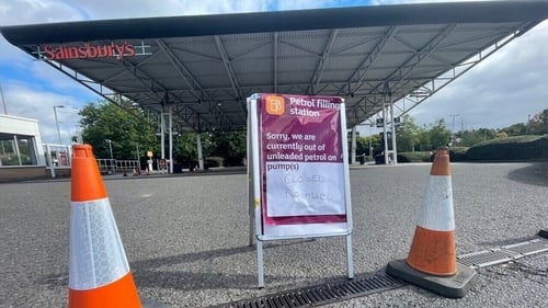 A closed Sainsbury's petrol station in Bristol, England, today