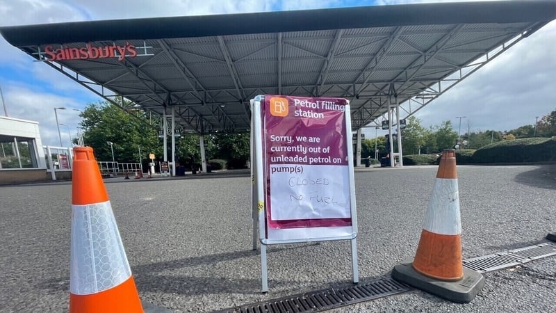 A closed Sainsbury's petrol station in Bristol, England, today