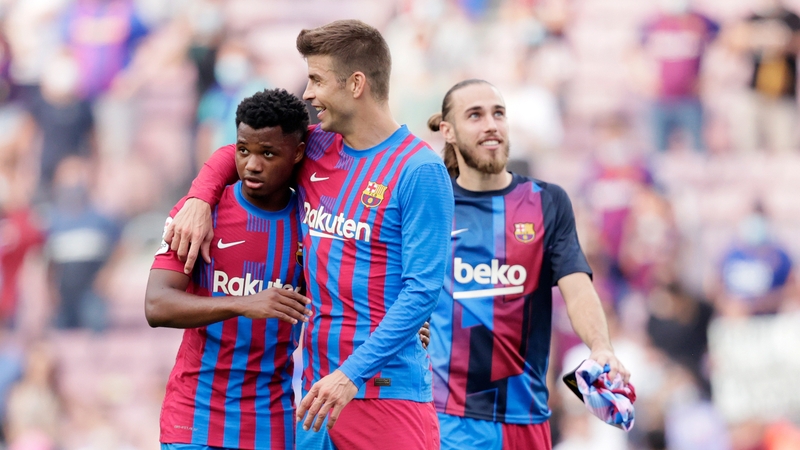 Ansu Fati and vice-captain Gerard Pique