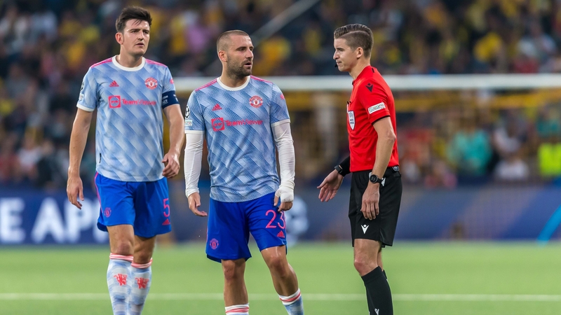 Harry Maguire and Luke Shaw during the opening Group F defeat in Switzerland