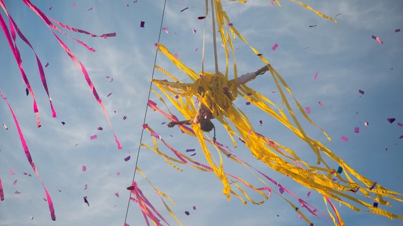 Members of the French performance company Gratte Ciel pictured at the launch of the Galway 2020 European Capital of Culture
