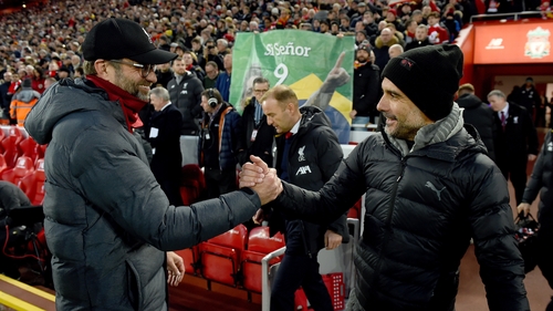 Liverpool boss Jugen Klopp (L) and Manchester City manager Pep Guardiola have both spoken for the need for the five subs rule