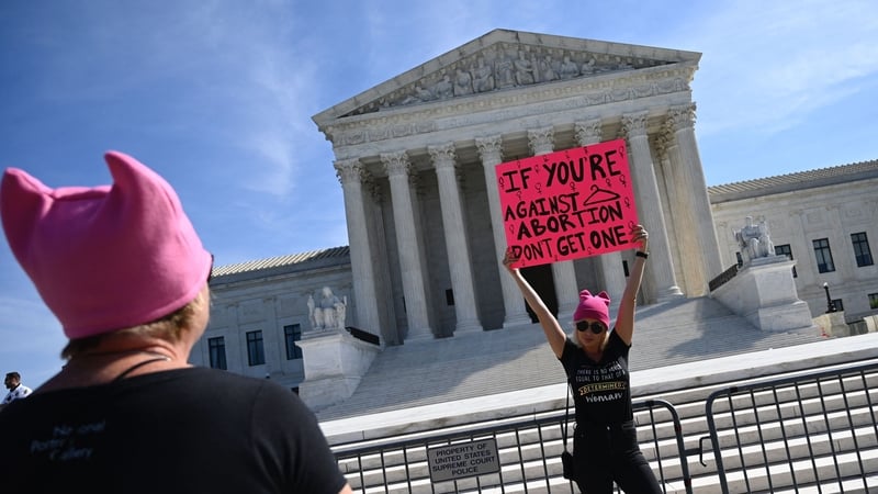 Demonstrators at US Supreme Court in support of abortion rights