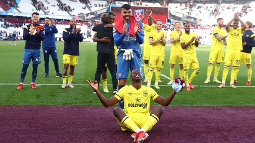 Yoane Wissa savours the moment after his winning goal
