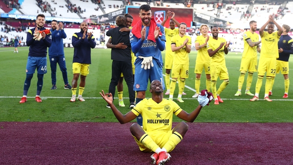 Yoane Wissa savours the moment after his winning goal