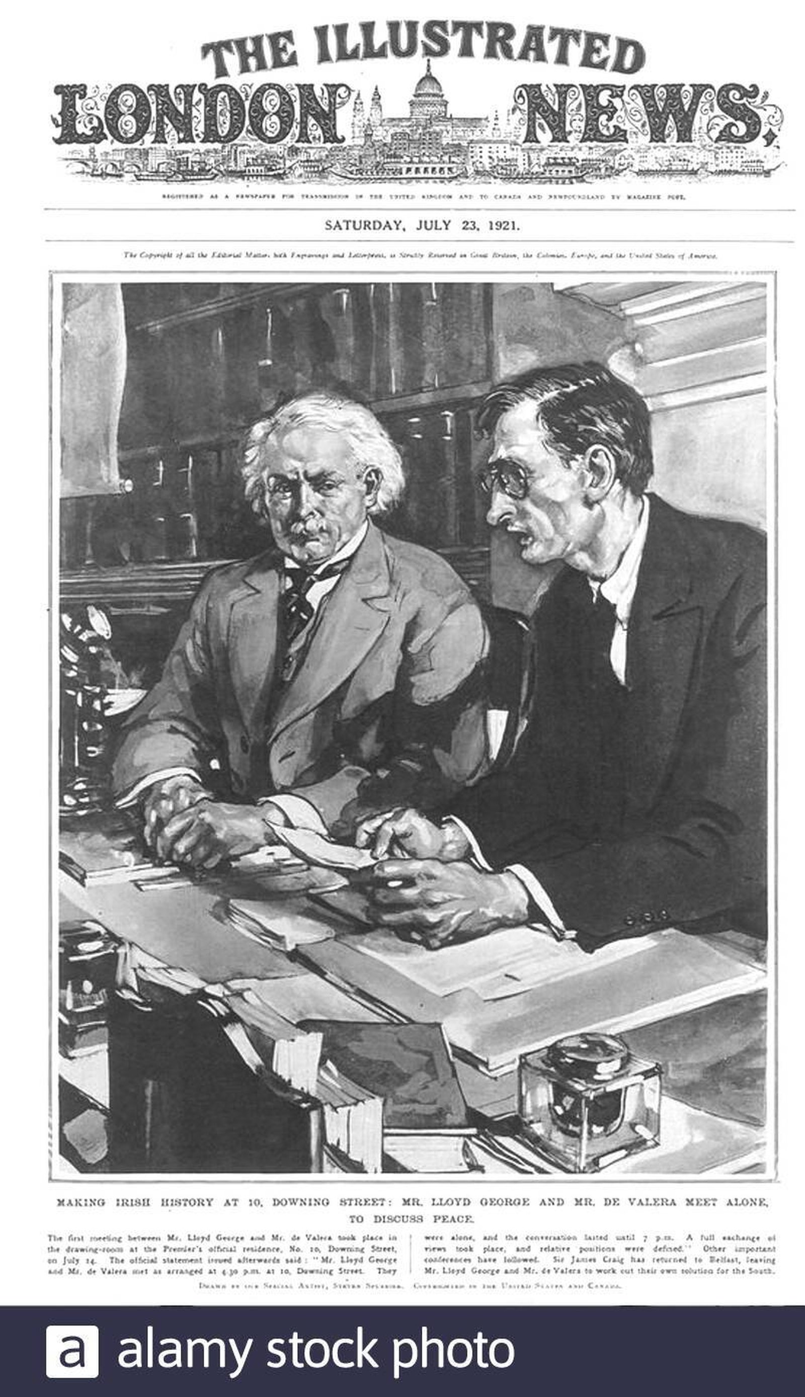 Lloyd George and de Valera circled each other warily for two months before agreeing terms for talks on a Treaty (Credit: Alamy)