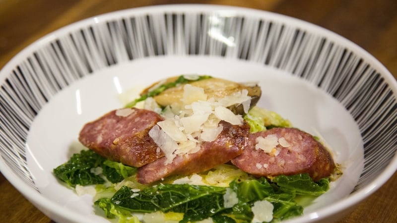 Hearty and full of flavour, this sausage and polenta dish is comfort in a bowl.