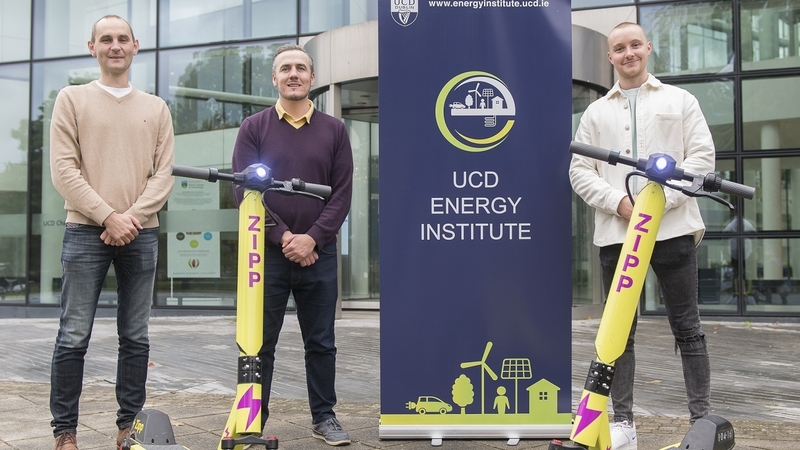 Professor Andrew Keane, Director, UCD Energy Institute, Dr Paul Cuffe, UCD Energy Institute and Charlie Gleeson, Zipp Mobility.