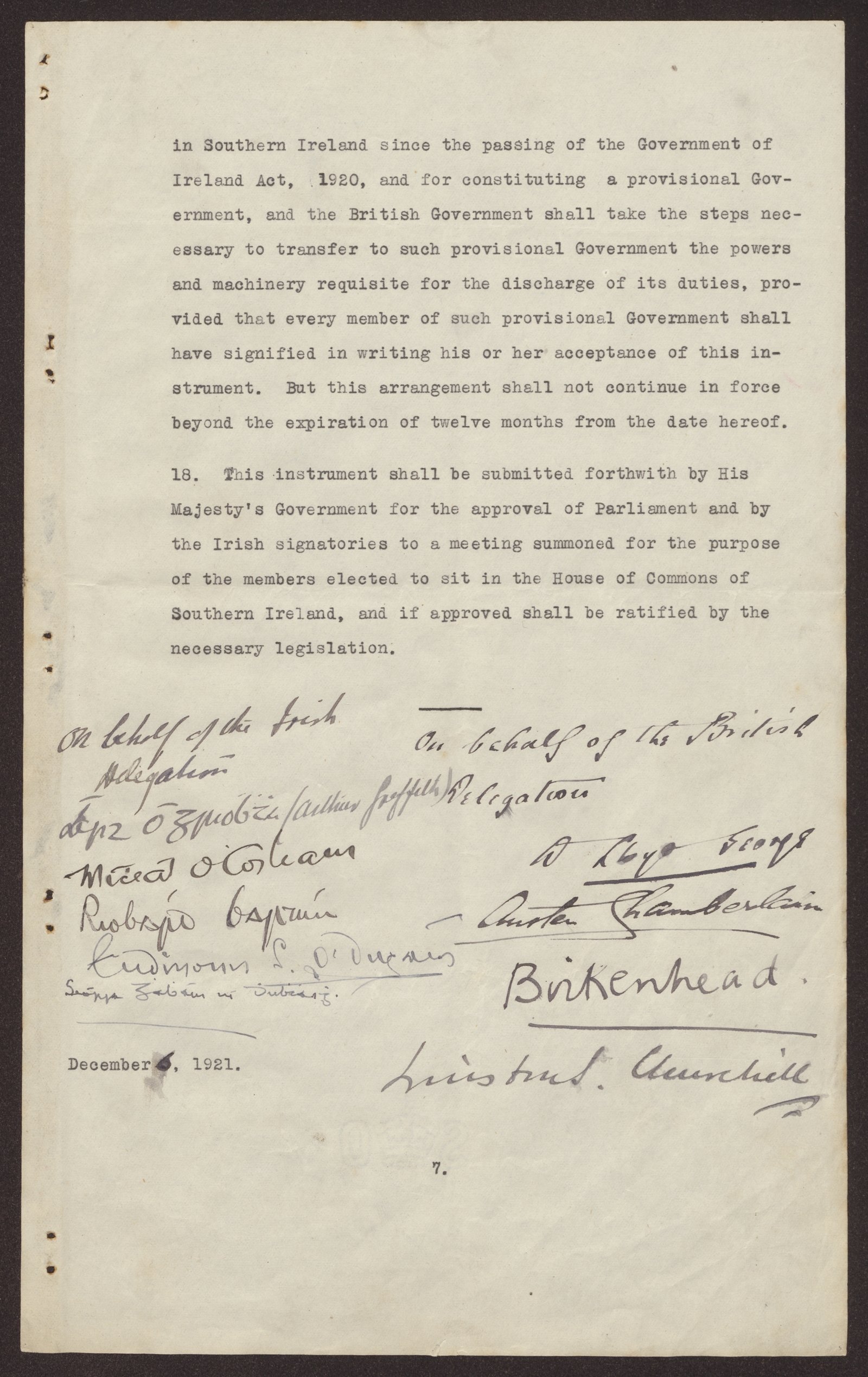 The two delegations sign the treaty. (Credit: By kind permission of the National Archives)