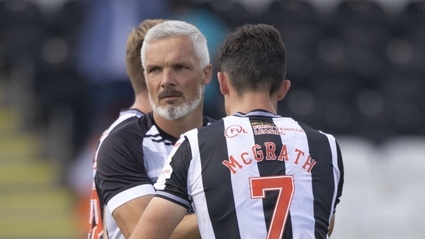 St Mirren manager Jim Goodwin with Jamie McGrath