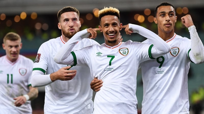 Callum Robinson celebrates in Baku