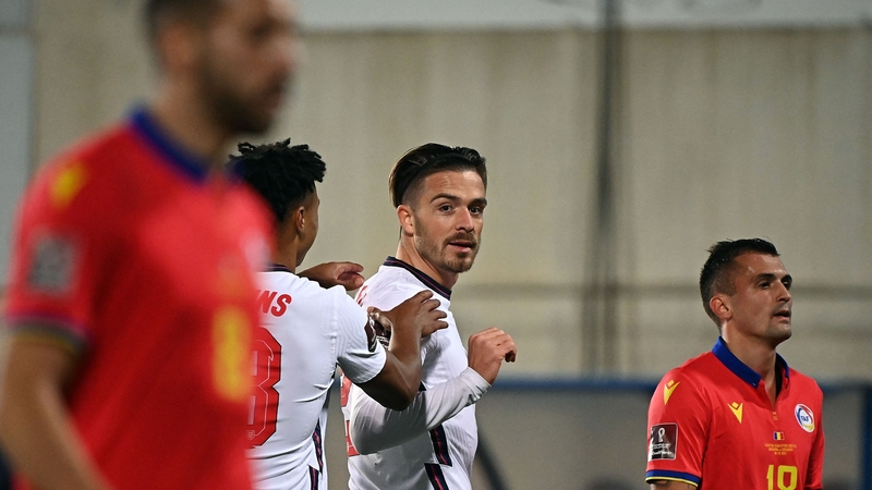 Jack Grealish celebrates his goal against Andorra