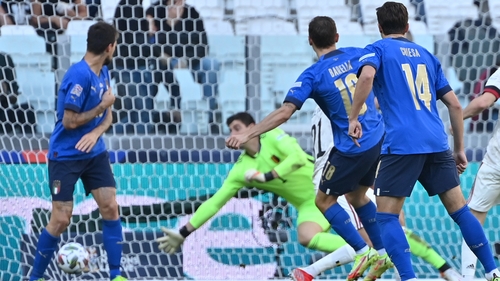 Nicolo Barella opens the scoring against Belgium