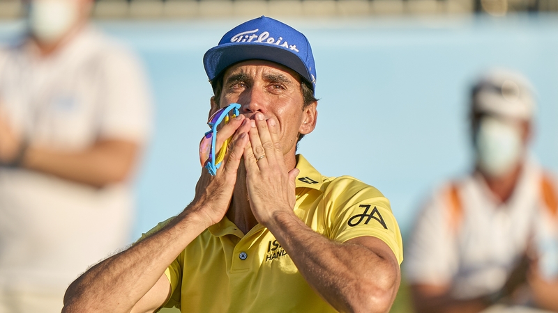 Rafa Cabrera Bello celebrating an emotional win
