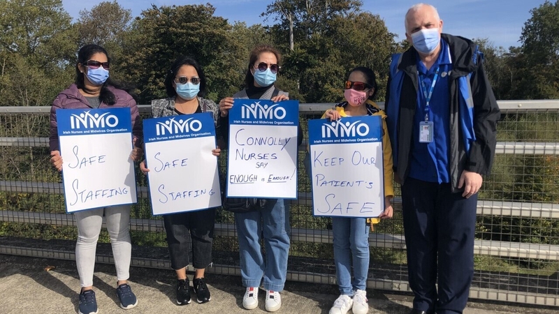 Nurses protest outside Connolly Hospital in Blanchardstown