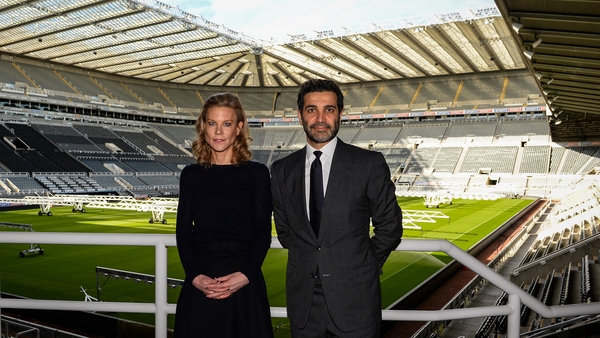 Newcastle United directors Amanda Staveley (L) and Mehrdad Ghodoussi at St James's Park