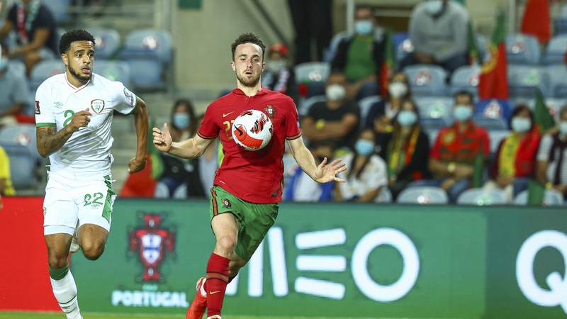 Diogo Jota in action against Ireland's Andrew Omobamidele during the sides' recent World Cup qualifier