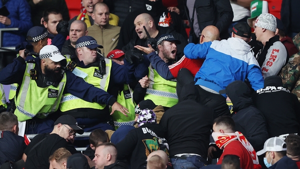 Police clash with Hungary fans at Wembley Stadium