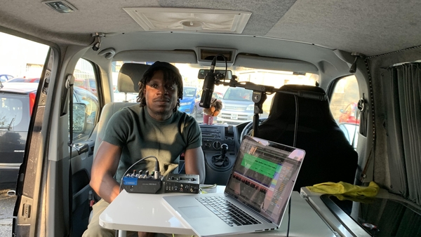 Benjamin Enow Oben, who lives in Direct Provision in Galway, has been taking part in new mobile studio workshops