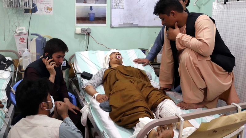 An injured victim of the bomb blast receives treatment at a hospital in Kandahar