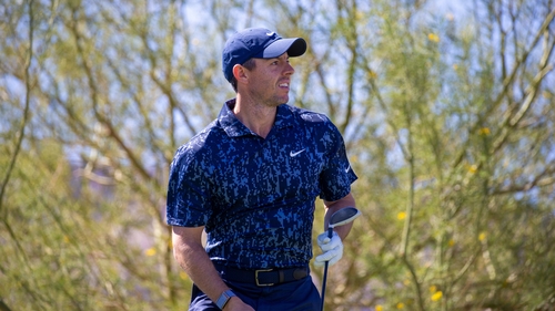 Rory Mcllroy teeing off on the fourth hole