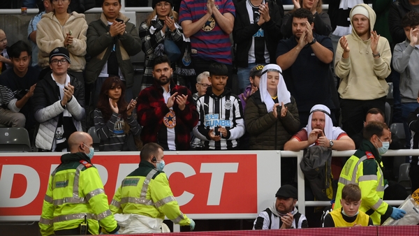Newcastle supporters applauding first responders at St James' Park