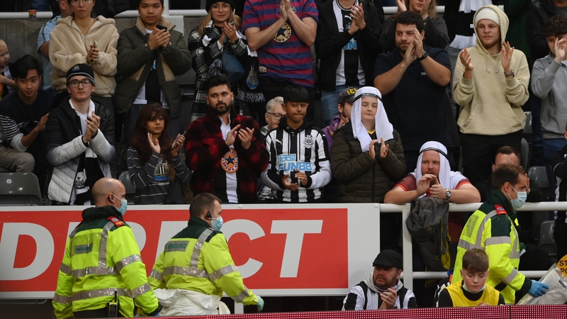 Newcastle supporters applauding first responders at St James' Park