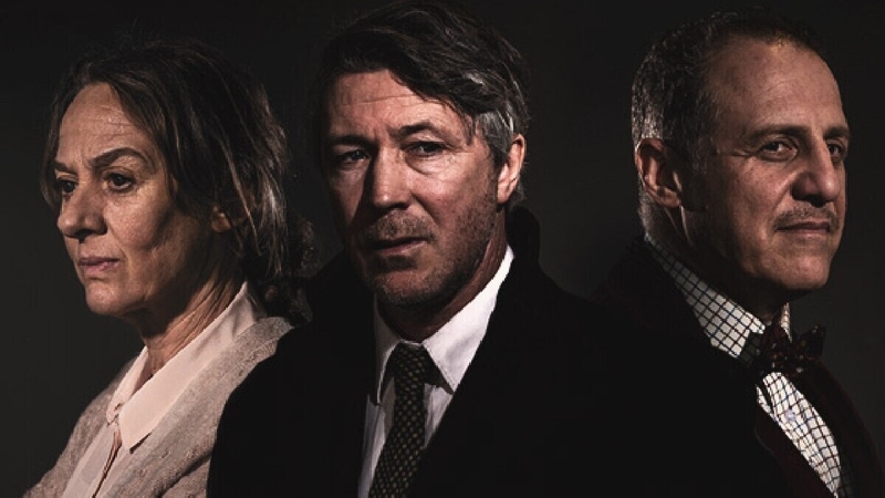 Niamh Cusack, Aiden Gillen and Nigel Lindsay in Faith Healer