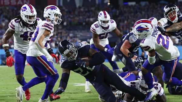 Derrick Henry bagged three touchdowns for the Tennessee Titans