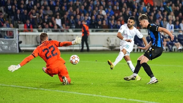 Riyad Mahrez scores his second goal of the night