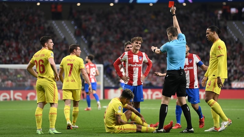 Antoine Griezmann sees red at Wanda Metropolitano