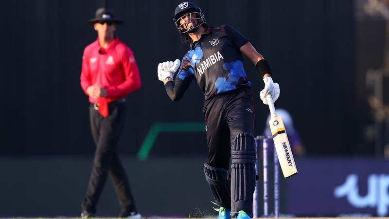 David Wiese celebrates victory at the Sheikh Zayed Stadium