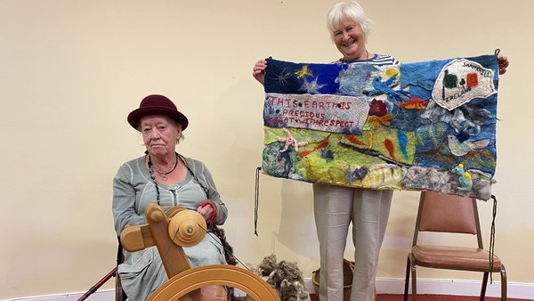 June Nursey and Kathie Davey have crafted climate messages for display at COP26