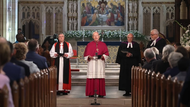 Archbishop Eamon Martin (C) speaking during the service