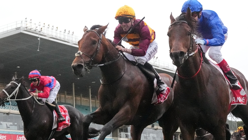 Johnny Allen (centre) rode State of Rest to victory