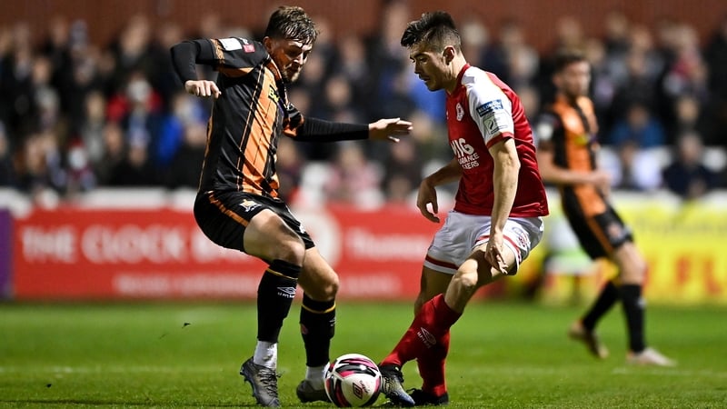 Lee Desmond of St Patrick's Athletic in action against Will Patching of Dundalk on Friday