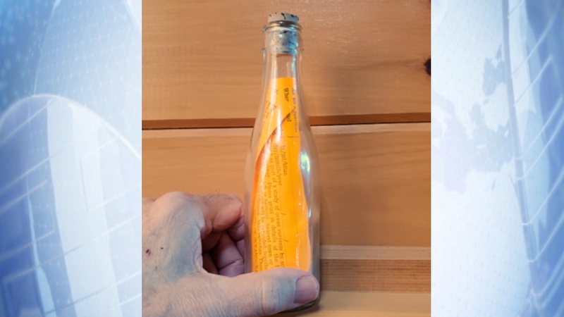 Drift bottles such as this were deployed by Professor Ed Monahan in the 1970s and 1980s (Pic courtesy of Prof Ed Monahan)