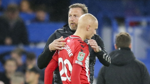 Ralph Hasenhuttl with Will Smallbone of Southampton