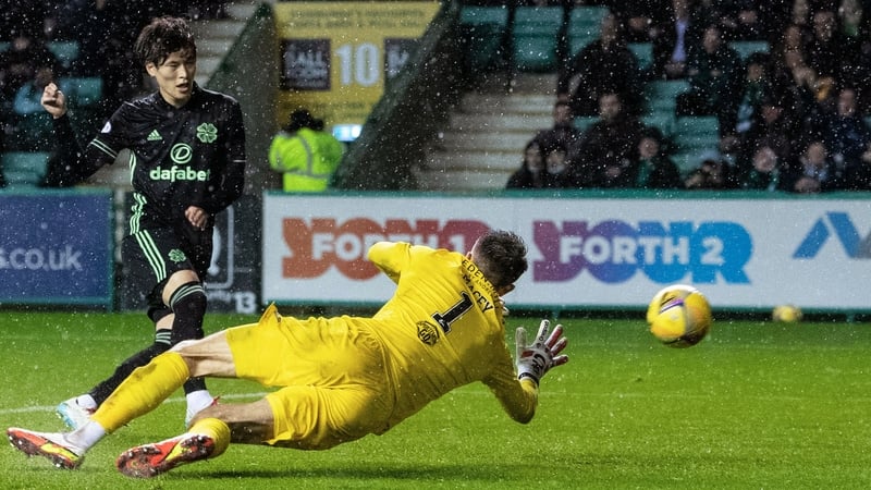 Kyogo Furuhashi slots home Celtic's third goal
