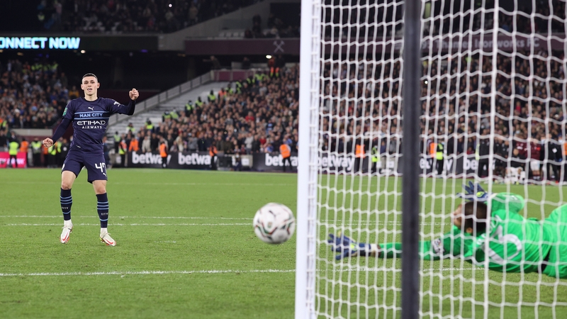 Phil Foden sent the opening penalty wide