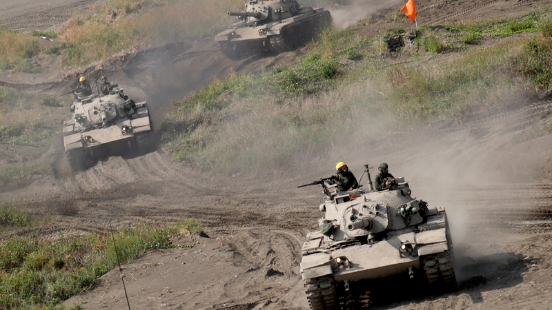 Tanks are deployed during training exercises by Taiwan's military in September