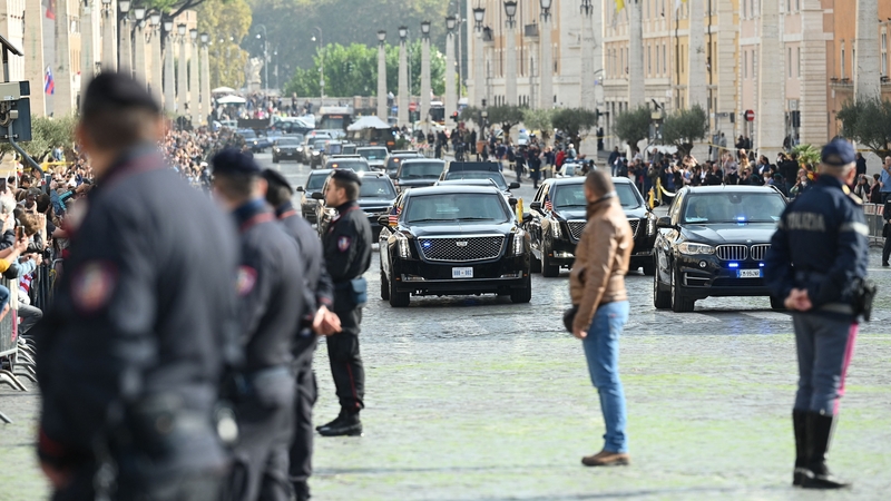 Joe Biden's motorcade travels to the Vatican ahead of the G20 summit