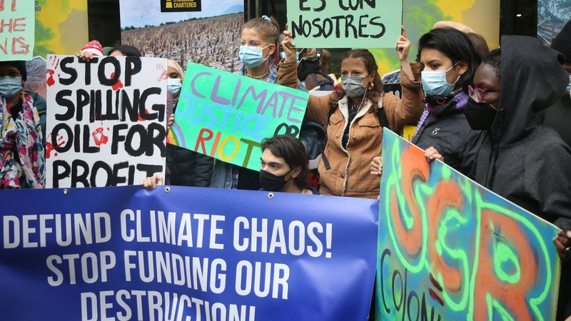 Climate activists at a recent protest in London